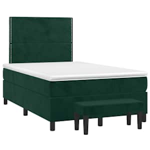 Box spring postelja z vzmetnico temno zelena 100x200 cm žamet - slika 3