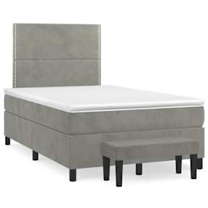 Box spring postel s matrací světle šedá 120 x 200 cm samet - obrázek 2