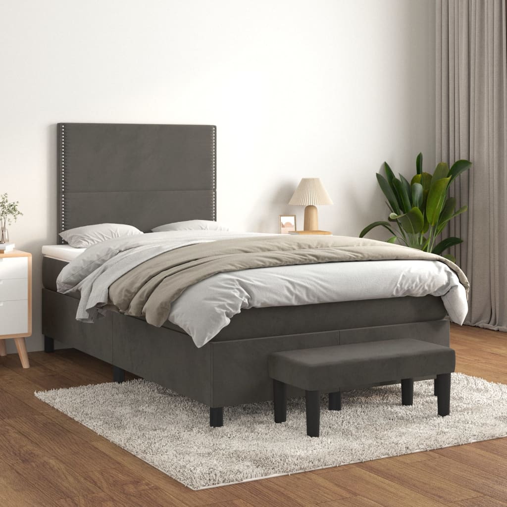 Box spring postel s matrací tmavě šedá 120 x 200 cm samet