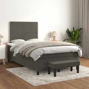 Box spring postel s matrací tmavě šedá 120 x 200 cm samet - obrázek 1