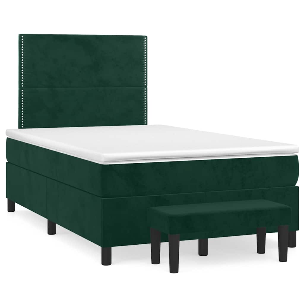 vidaXL Box spring postel s matrací tmavě zelená 120 x 200 cm samet