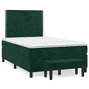 Box spring postelja z vzmetnico temno zelena 120x200 cm žamet - slika 2