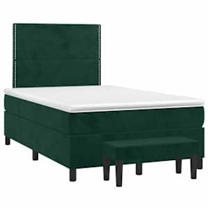 Box spring postelja z vzmetnico temno zelena 120x200 cm žamet - slika 3