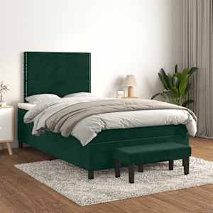 Box spring postel s matrací tmavě zelená 120 x 200 cm samet - obrázek 1