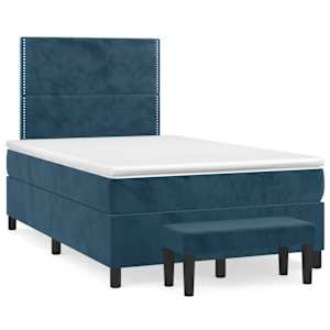 Box spring postelja z vzmetnico temno modra 120x200 cm žamet - slika 2