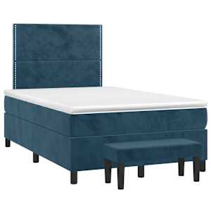 Box spring postelja z vzmetnico temno modra 120x200 cm žamet - slika 3
