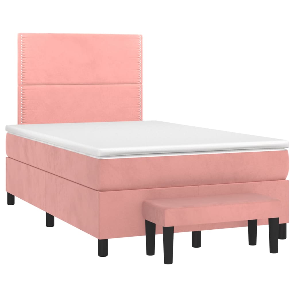 Thumbnail - vidaXL Boxspringbett mit Matratze Rosa 120x200 cm Samt