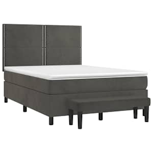 Box spring posteljni z vzmetnico temno siv 140x190 cm žamet - slika 3