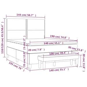 Box spring postel s matrací černá 140 x 190 cm samet - obrázek 8