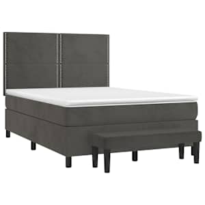 Box spring postel s matrací tmavě šedá 140x200 cm samet - obrázek 3