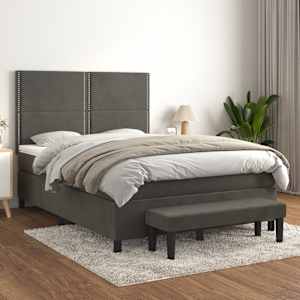 Box spring postel s matrací tmavě šedá 140x200 cm samet - obrázek 1