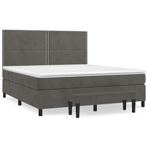 Box spring postel s matrací tmavě šedá 160x200 cm samet - obrázek 2