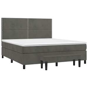 Box spring postel s matrací tmavě šedá 160x200 cm samet - obrázek 3