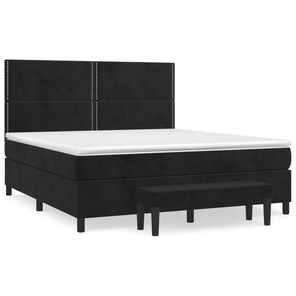 vidaXL Box spring postel s matrací černá 180x200 cm samet
