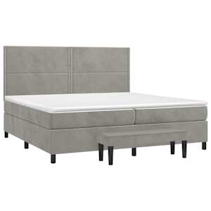 Box spring postel s matrací světle šedá 200x200 cm samet - obrázek 3
