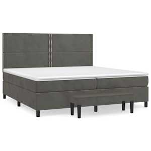 Box spring postel s matrací tmavě šedá 200x200 cm samet - obrázek 2