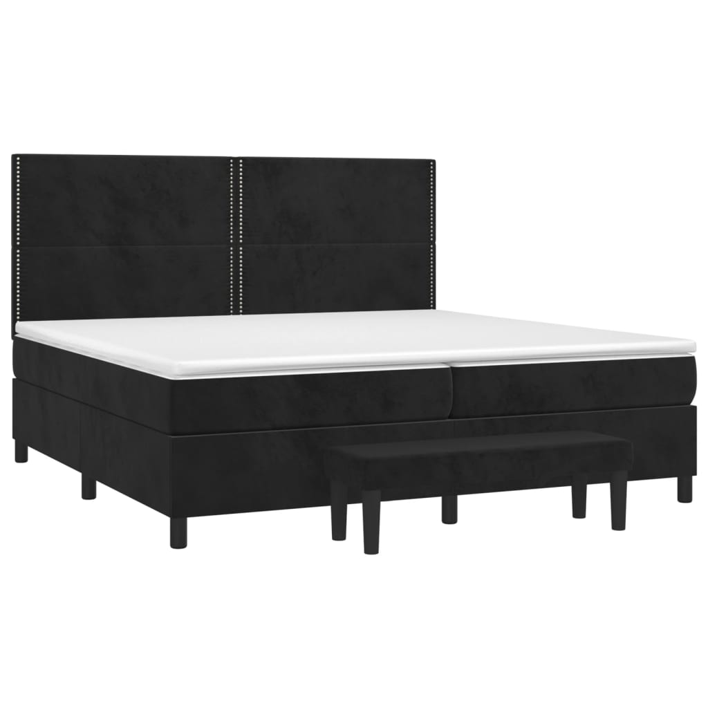vidaXL Posteľný rám boxspring s matracom čierny 200x200 cm zamat