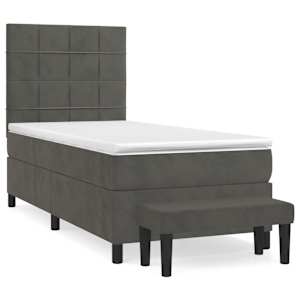 Box spring postel s matrací tmavě šedá 80 x 200 cm samet - obrázek 2
