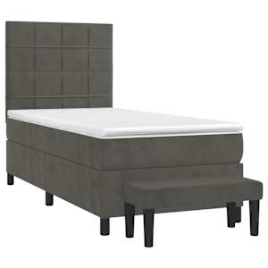 Box spring postel s matrací tmavě šedá 80 x 200 cm samet - obrázek 3