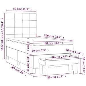 Box spring postel s matrací tmavě zelená 80 x 200 cm samet - obrázek 9