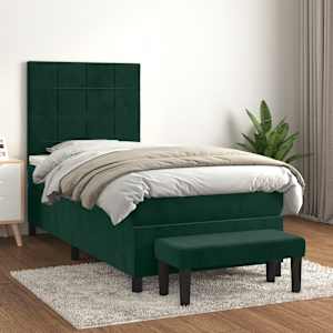 Box spring postelja z vzmetnico temno zelena 80x200 cm žamet