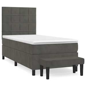 Box spring postel s matrací tmavě šedá 90x190 cm samet - obrázek 2