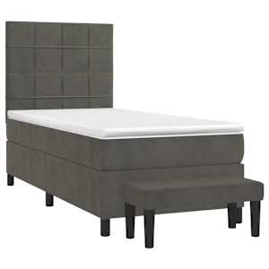 Box spring postel s matrací tmavě šedá 90x190 cm samet - obrázek 3