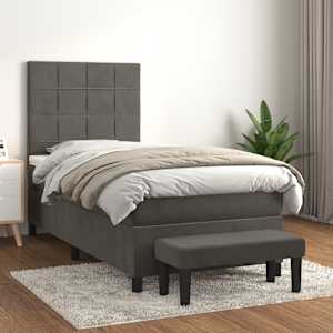 Box spring postel s matrací tmavě šedá 90x190 cm samet - obrázek 1