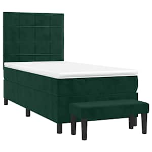 Box spring postel s matrací tmavě zelená 90x190 cm samet - obrázek 3