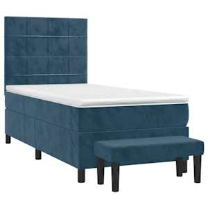 Box spring postel s matrací tmavě modrá 90x190 cm samet - obrázek 3
