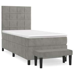 Box spring postel s matrací světle šedá 90x200 cm samet - obrázek 2