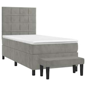 Box spring postel s matrací světle šedá 90x200 cm samet - obrázek 3