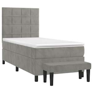 Box spring postel s matrací světle šedá 100x200 cm samet - obrázek 3