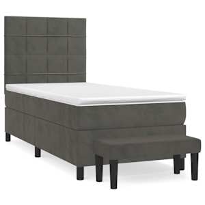 Box spring postel s matrací tmavě šedá 100x200 cm samet - obrázek 2