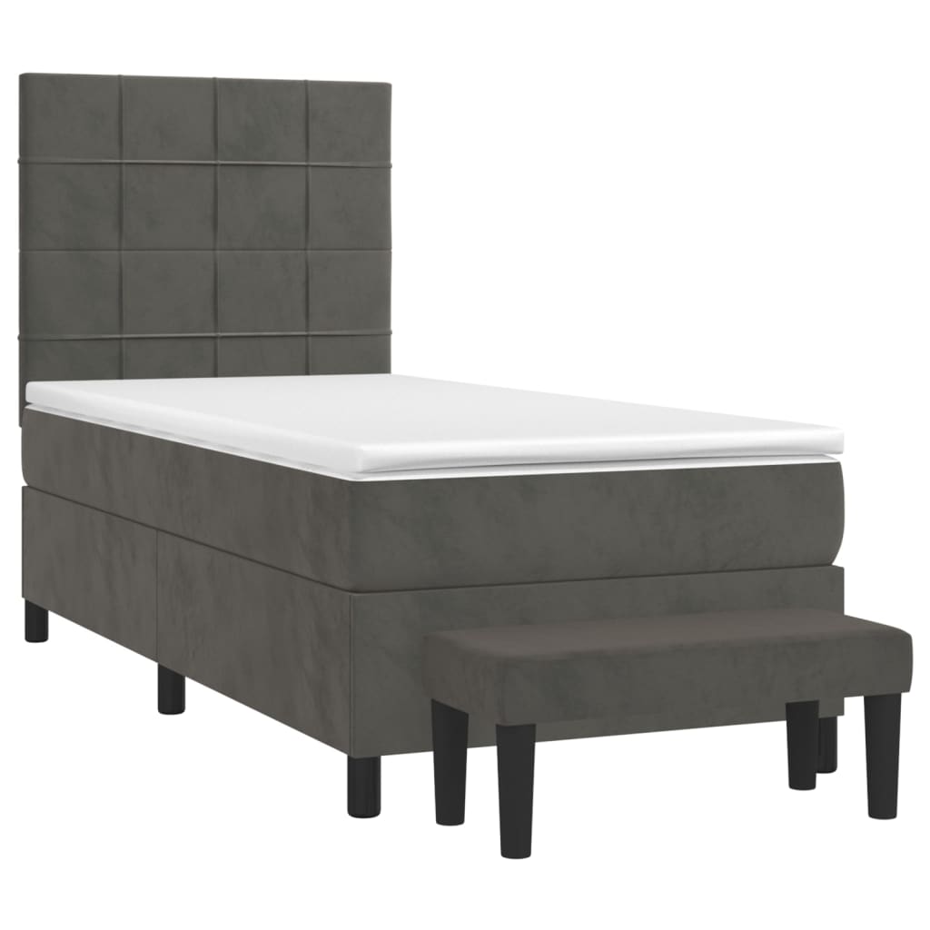 vidaXL Boxspring met matras fluweel donkergrijs 100x200 cm afbeelding