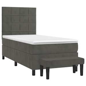 Box spring postel s matrací tmavě šedá 100x200 cm samet - obrázek 3