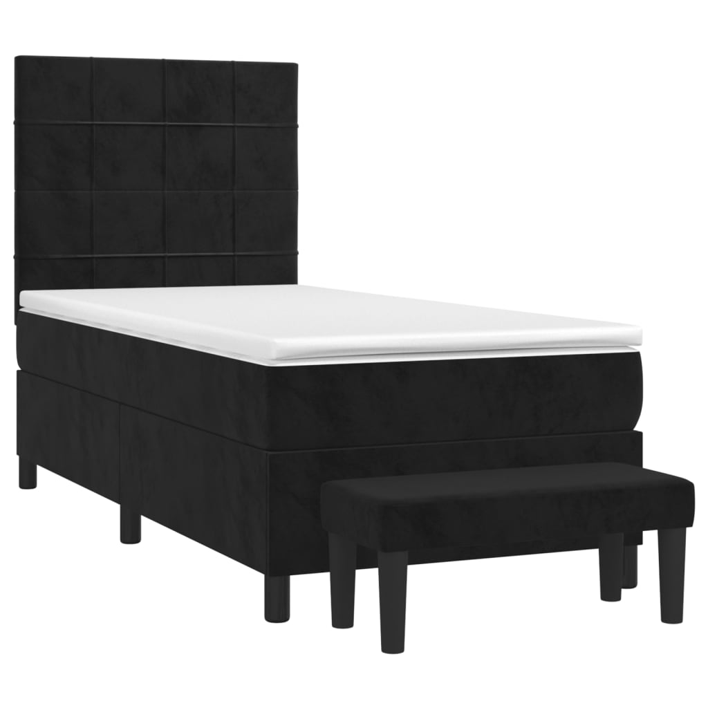 vidaXL Boxspring met matras fluweel zwart 100x200 cm afbeelding