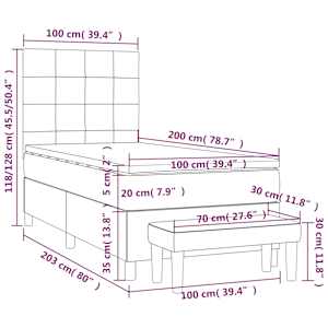 Box spring postelja z vzmetnico črna 100x200 cm žamet - slika 8