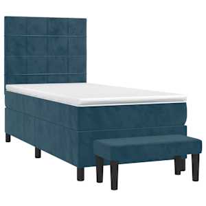 Box spring postel s matrací tmavě modrá 100x200 cm samet - obrázek 3