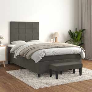 Box spring postel s matrací tmavě šedá 120 x 200 cm samet - obrázek 1
