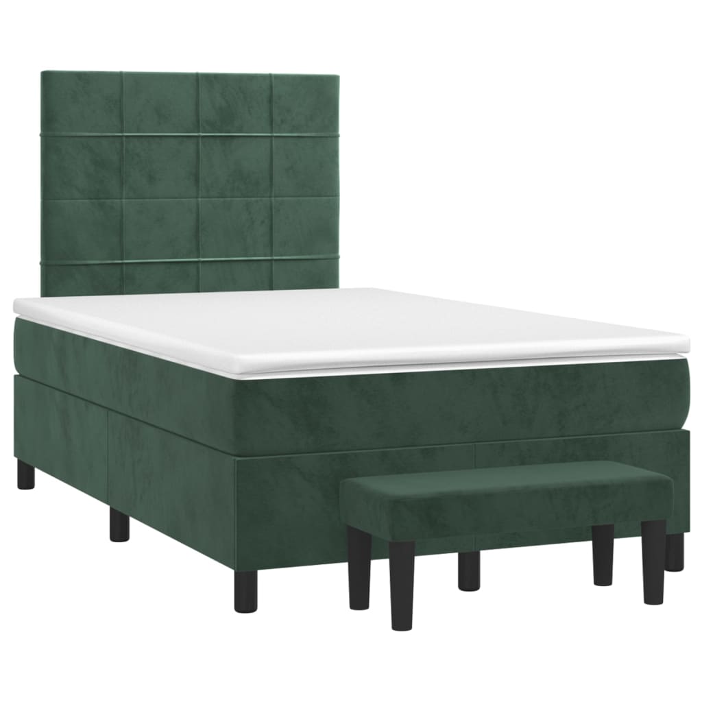vidaXL Boxspring met matras fluweel donkergroen 120x200 cm afbeelding