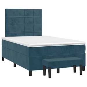 Box spring postel s matrací tmavě modrá 120 x 200 cm samet - obrázek 3