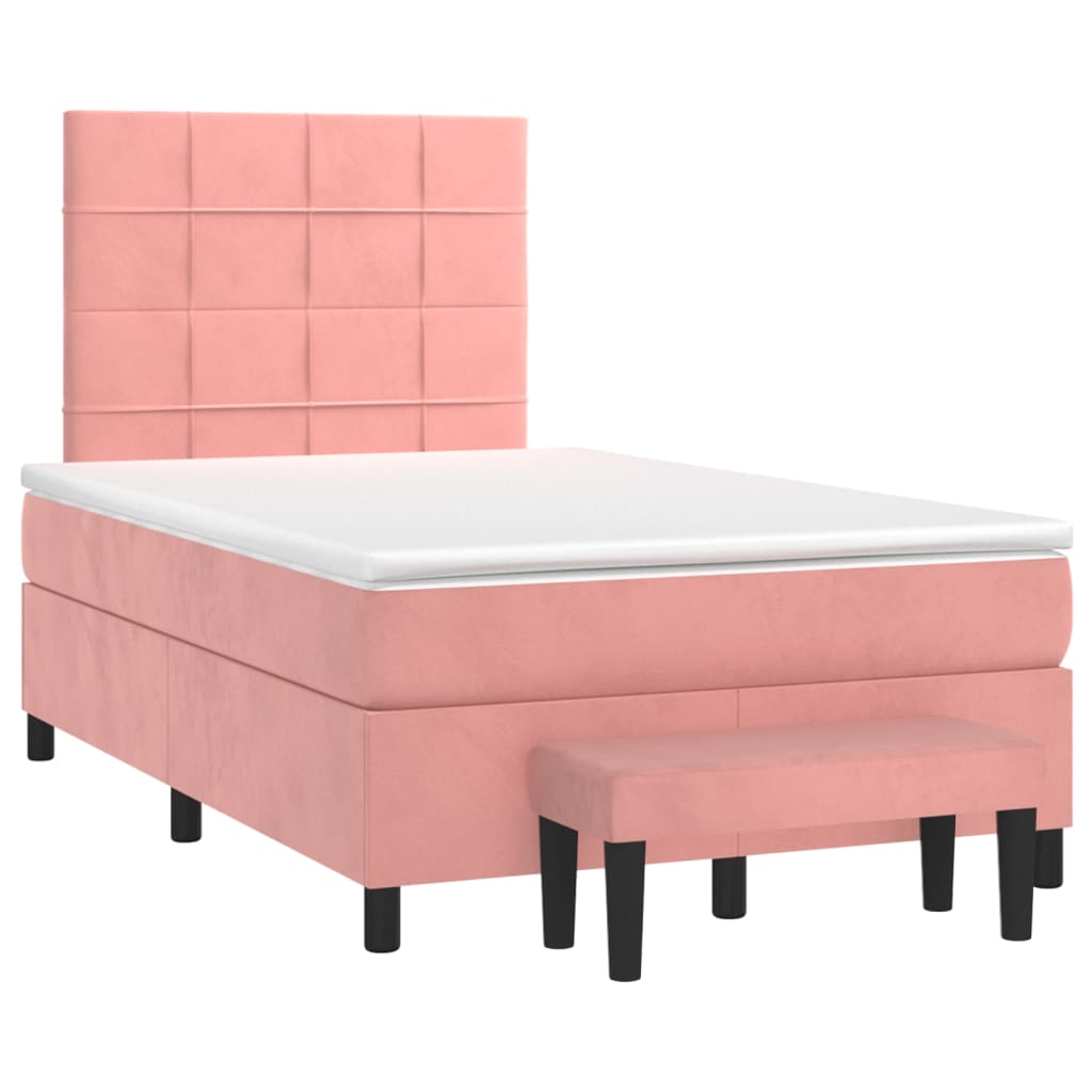 vidaXL Boxspring met matras fluweel roze 120x200 cm afbeelding
