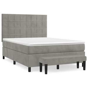Box spring postel s matrací světle šedá 140x190 cm samet - obrázek 2