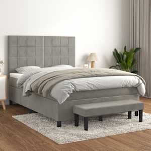 Box spring postel s matrací světle šedá 140x190 cm samet - obrázek 1