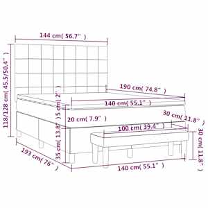 Box spring postel s matrací černá 140 x 190 cm samet - obrázek 8