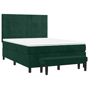 Box spring postel s matrací tmavě zelená 140x190 cm samet - obrázek 3