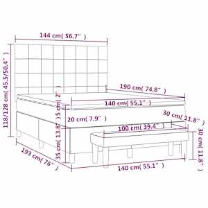 Box spring postel s matrací tmavě modrá 140x190 cm samet - obrázek 9