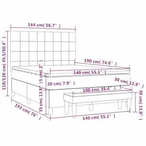 Box spring postel s matrací růžová 140x190 cm samet - obrázek 8