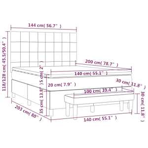Box spring postelja z vzmetnico svetlo siva 140x200 cm žamet - slika 8